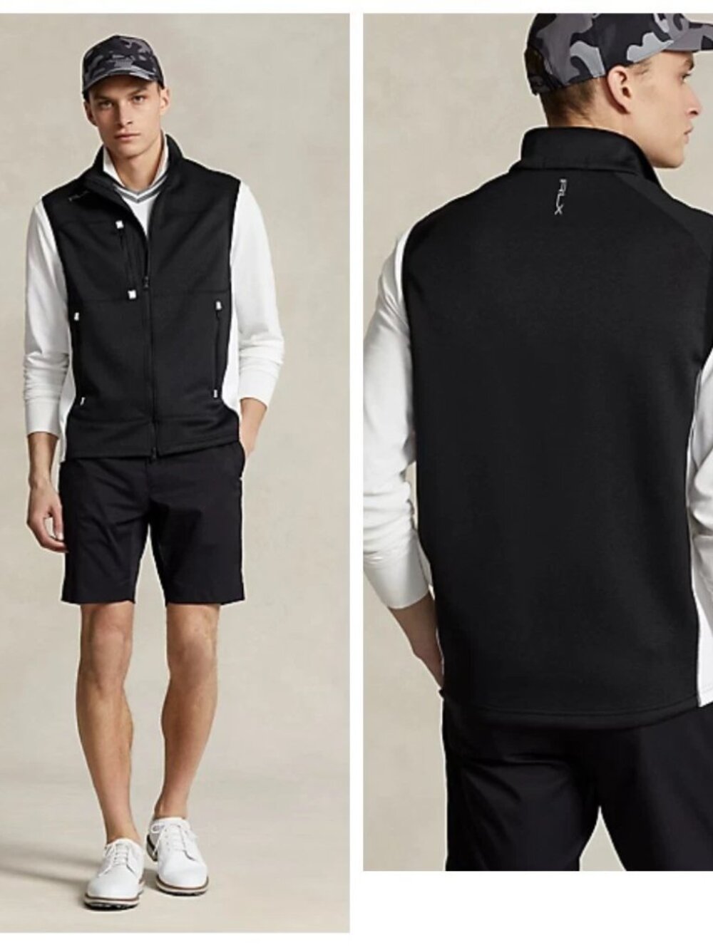 NWT RLX Ralph Lauren Black Double-Knit Full-Zip Golf Vest Size S